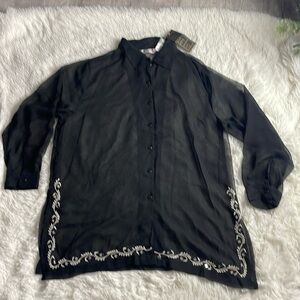 Carole Liz  Black Sheer Tunic‎ Blouse